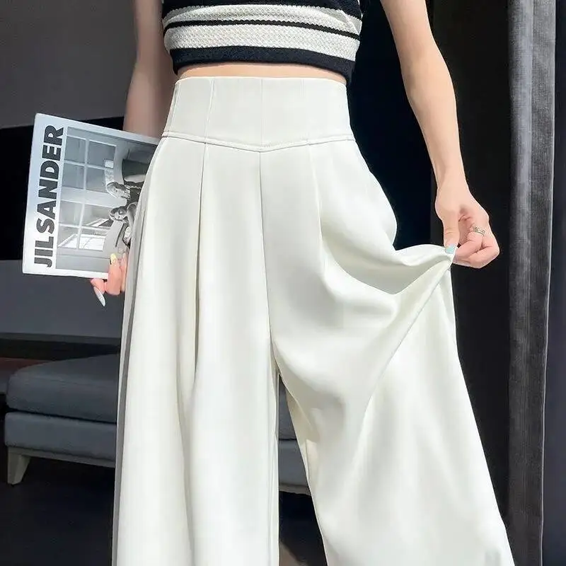 

Waist Suit Wide Leg Pants Drape Casual Floor Length Abdomen Inming High End Feel Spring Summer New Arrival Korean
