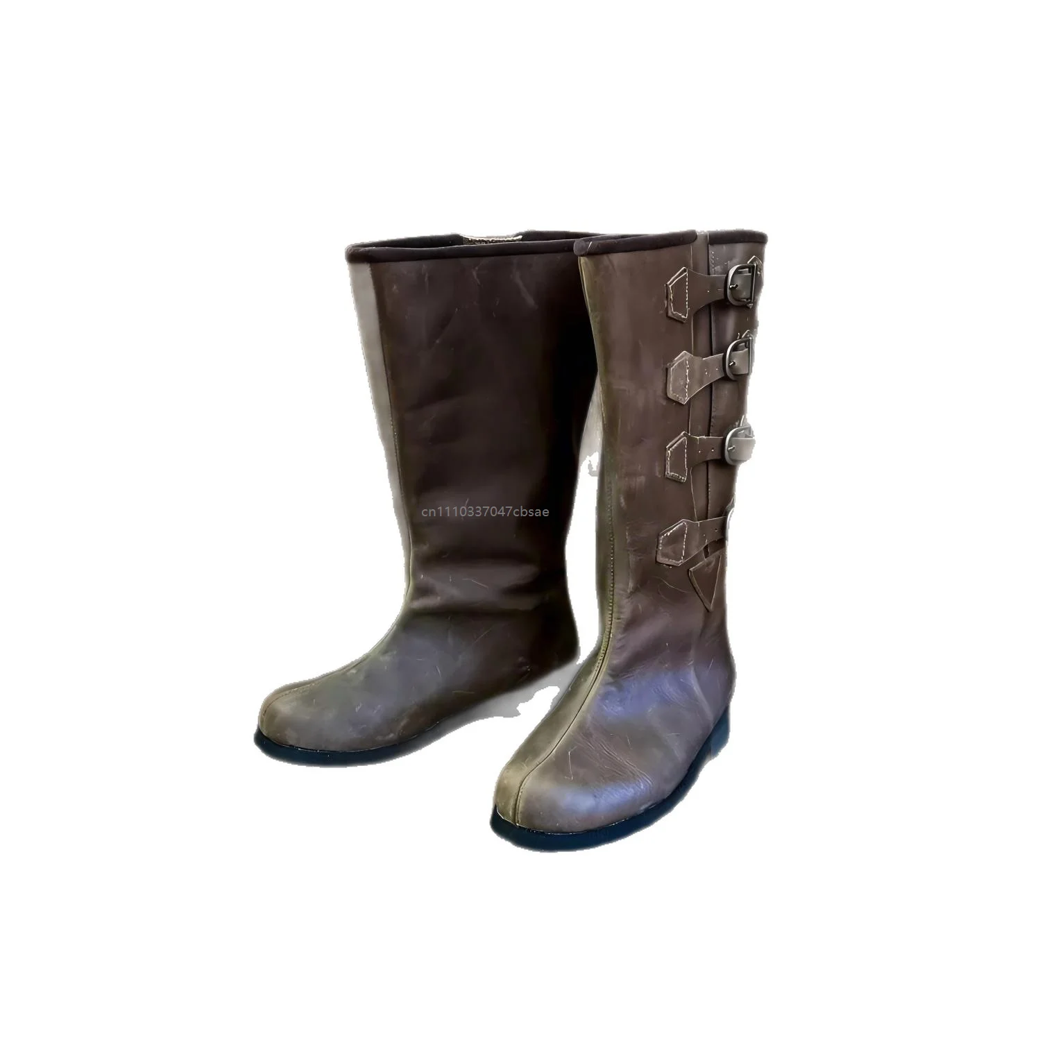 Unisex Medieval Pirate Knight Cosplay Tall Shoes Distressed Flat Pu Leather Carnival Boots Black Four Buckle Knee High Boot 2026 6