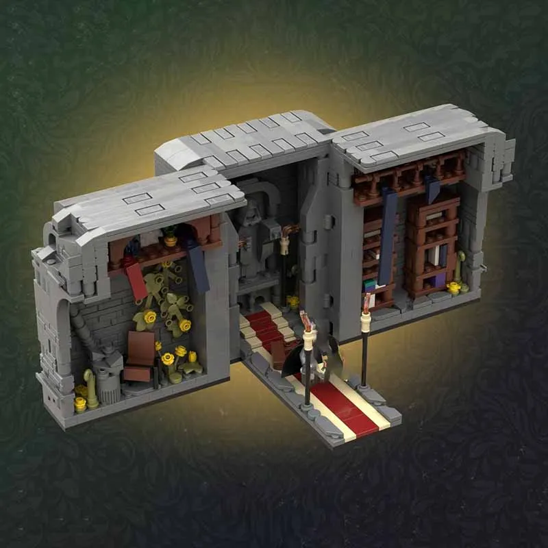 

908-piece MOC game peripheral church bookshelf corner model DIY building block toy, suitable as a children's birthday gift.