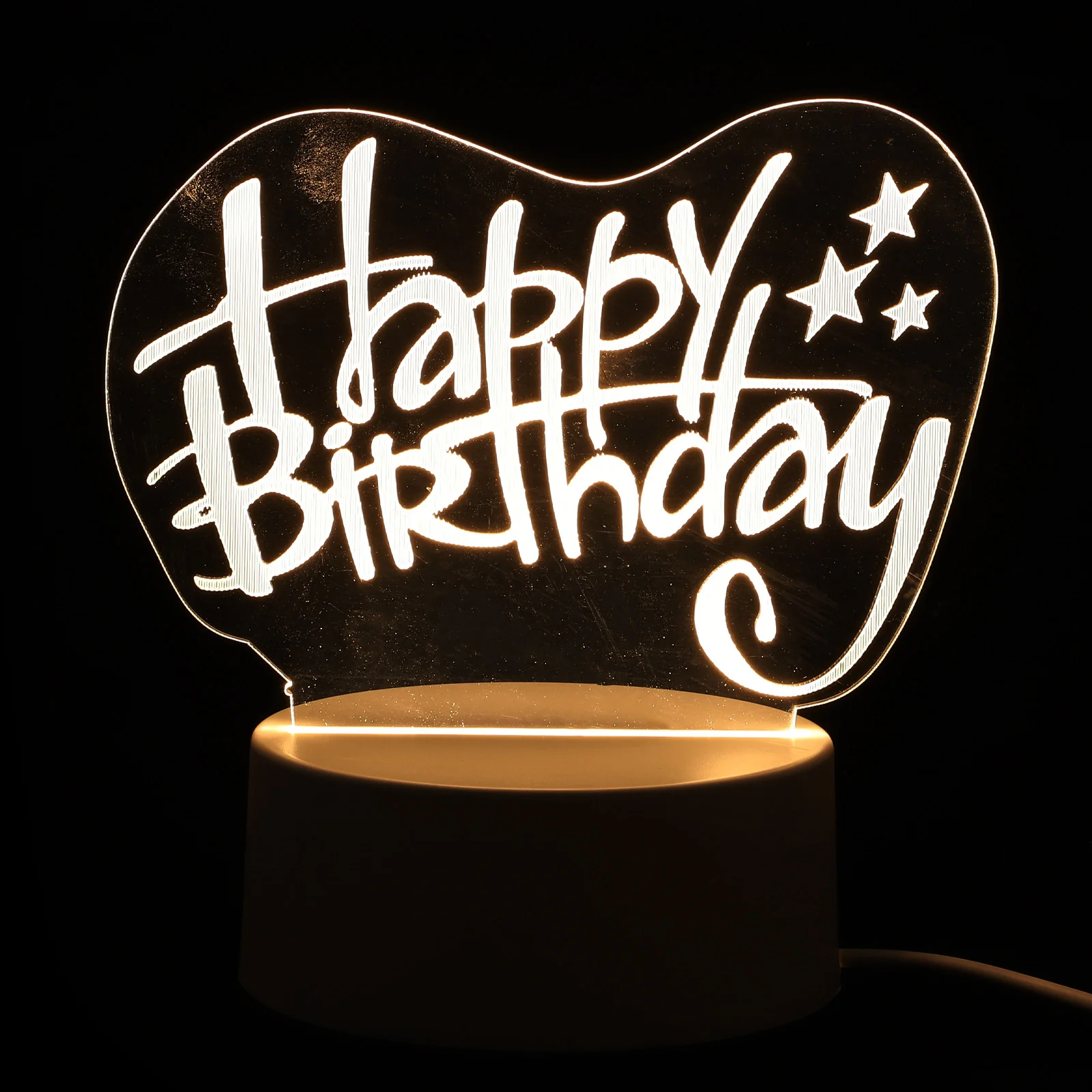 1 قطعة ثلاثية الأبعاد ضوء الليل رومانسية شفافة ديكور LED مصباح المنزل غرفة نوم الجدول ضوء هدية عيد ميلاد عيد الميلاد حفلة الإضاءة الدافئة