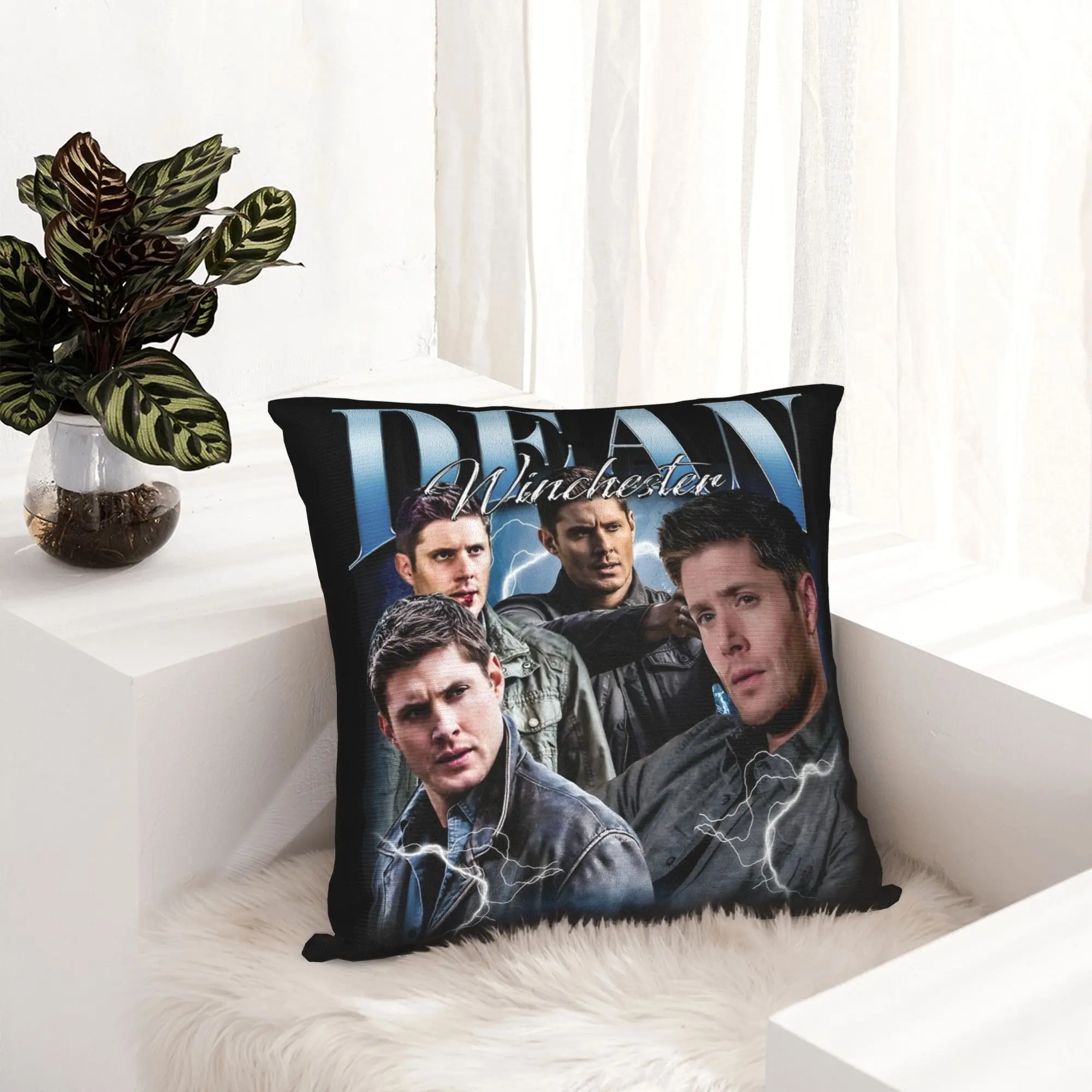 Vintage Dean Winchester Supernatural Pillowcase Double-sided Printing Cushion Cover Gift  Pillow Case Cover Home Square 40X40cm