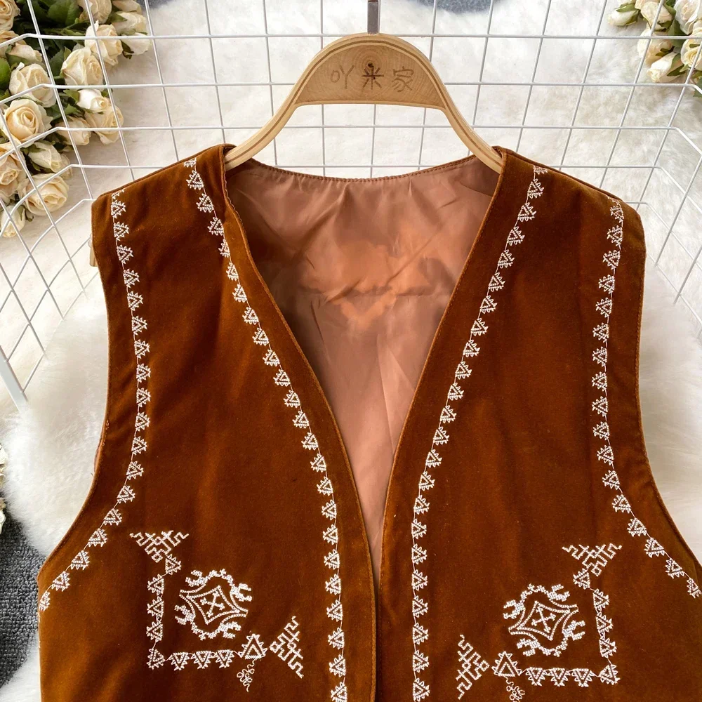 Damskie topy na ramiączkach w stylu bohemy, dzianinowe, z dekoltem w serek, bez rękawów, w stylu indie folk, kamizelka dla kobiet, vintage, na lato, uniwersalne.