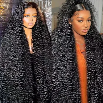 شعر مستعار مجعد للنساء ، موجة مائية ، شعر مستعار بدانتيل أمامي ، 13 × 4 ، 13 × 6 ، موجة عميقة ، شعر مستعار بدانتيل أمامي عالي الدقة ، كثافة