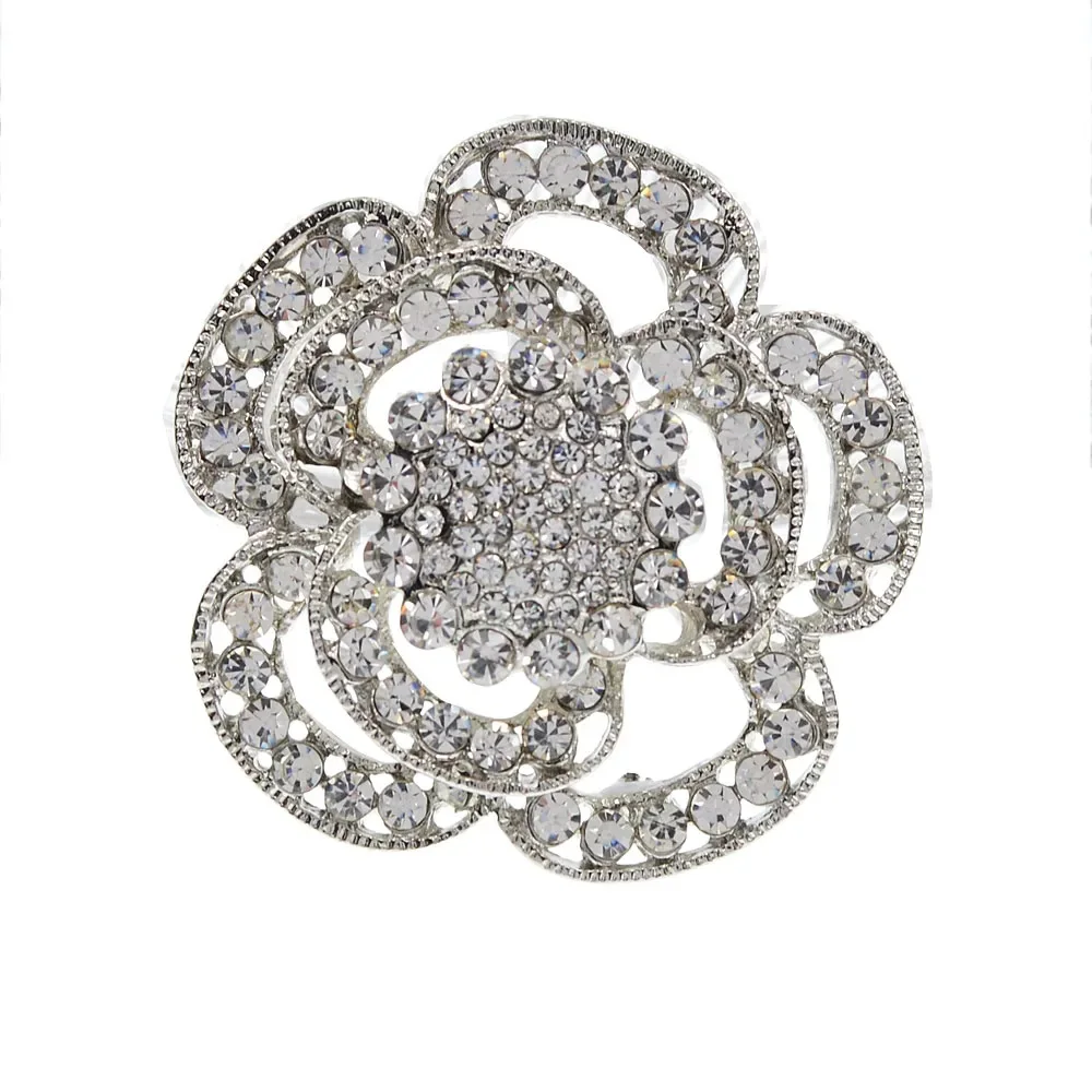 CINDY XIANG New Rhinestone Brooch Pin For Women Antique Gold Silver Color Vintage Crystal Round Flower Lapel Scarf Jewelry Gifts