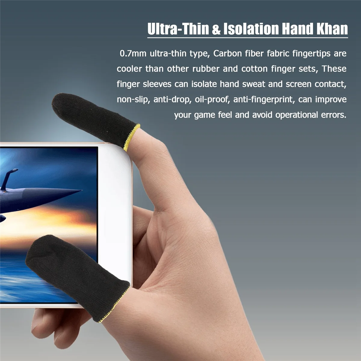 ปลอกนิ้วคาร์บอนไฟเบอร์ 18 พินสําหรับเกมมือถือปลอกนิ้วหน้าจอสัมผัส (12 ชิ้น)