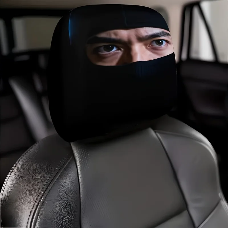 

2 Mysterious Eye Cool Mask Printed Car Seat Headrest Covers - Universal Models, Easy To Install and Remove