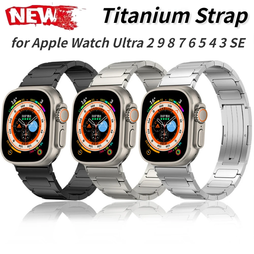 

Titanium Strap for Apple Watch Band 49mm 45mm 41mm 44mm 40mm 42mm 38mm Metal Wristband for iWatch Series Ultra 9 8 7 6 5 4 3 SE2