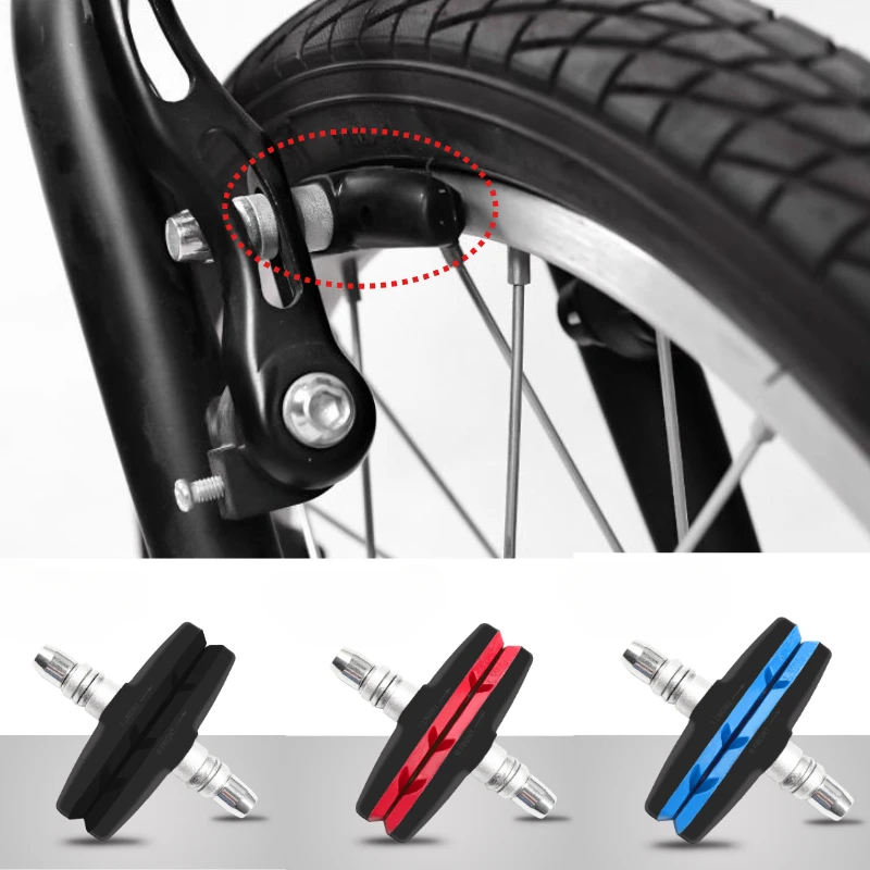 1 זוג עור בלם שקט לאופניים הרים אופניים מהירות מתים צבעוני V-brake אוניברסלי כרטיס מותקן עור בלם