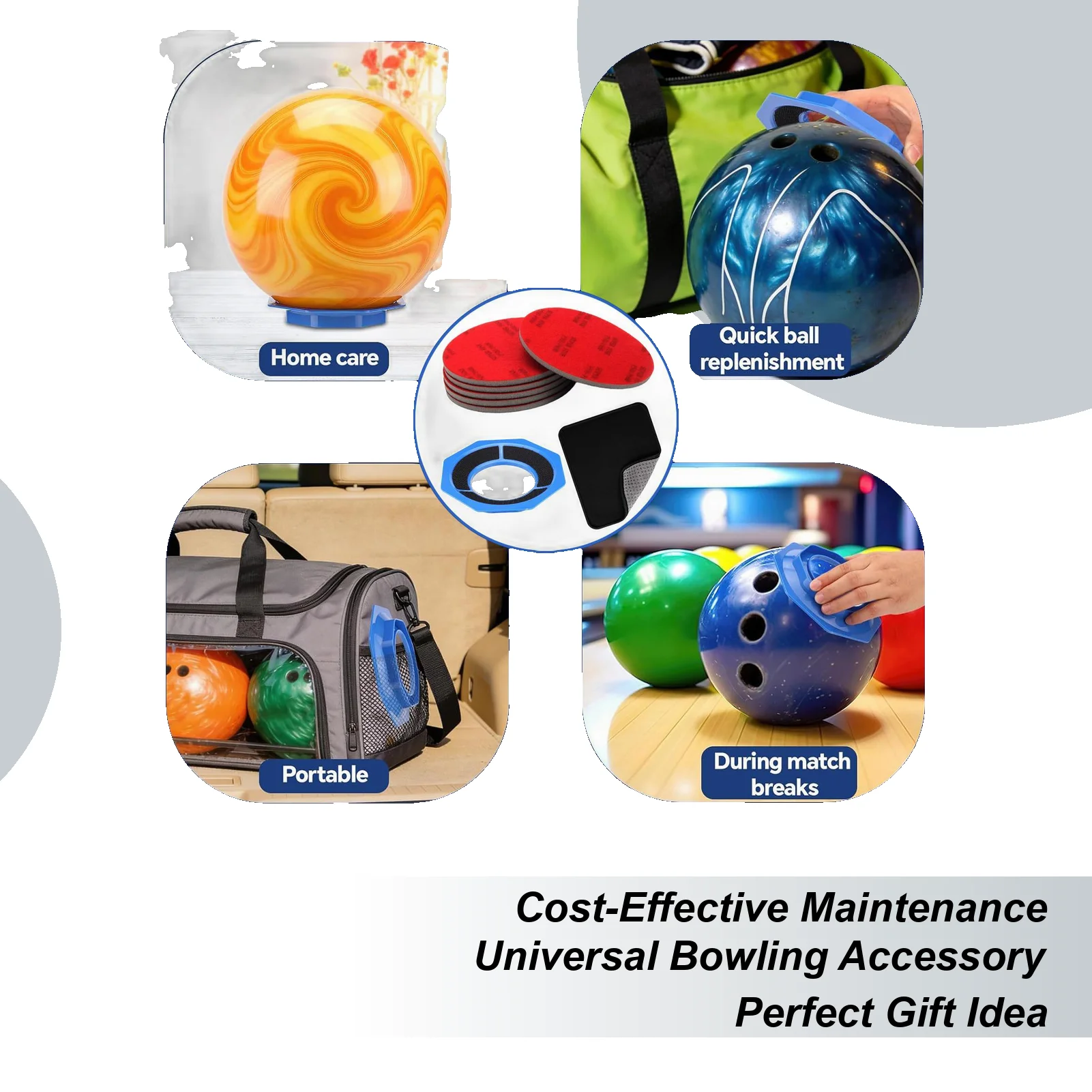 

Bowling Ball Polishing Pads Universal Reusable Portable Professional Bowlings Cleaner Set Ball Cup For Daily Training