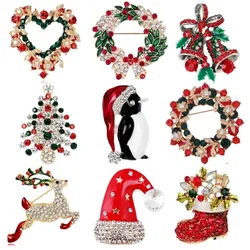 Christmas Brooch Pins For Women, Multi-Colored Rhinestone Christmas Jewelry Gift For Girls Christmas Decor Supplies