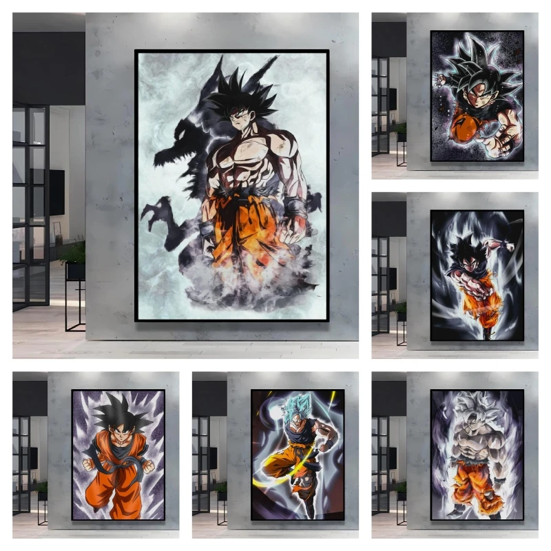 

Dragon Ball Z Goku Decor Painting-Super Saiyan Blue Transformation Stunning Visual Effect Premium Wall Art for Anime Enthusiasts
