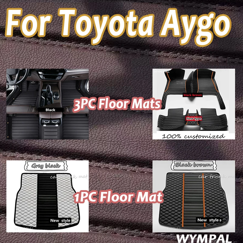 

Luxury Custom Automotive Car Floor Mats For Toyota Aygo 2014 2015 2016 2017 2018 Auto Luxury Leather Men Car Mats Full Coverage