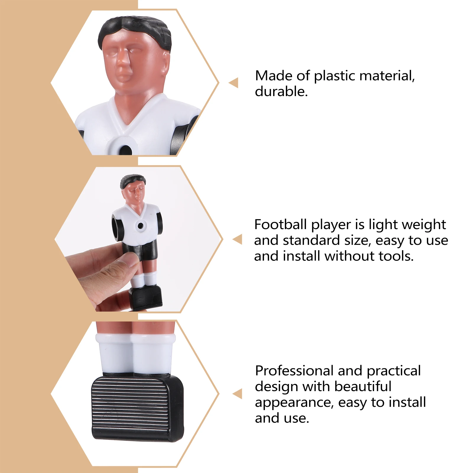 

10 Pcs Football Table Players Durable Quality Material Standard Size Replacement Parts Foosball Accessories Soccer Game