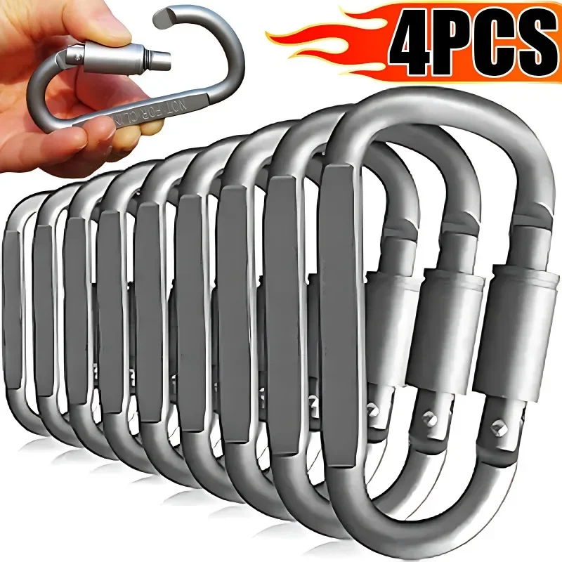 4/1pcs D Shape Hook Escape Supplies Carabiner Fast Hanging Nut Buckle Rock Outdoor Survival Gear Camp Mountaineering Ring Hook