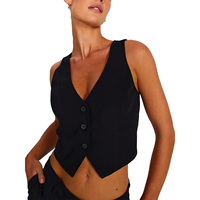 Women Vest Sleeveless V Neck Button Vest Solid Color Outwear Gilet for Casual Daily Streetwear