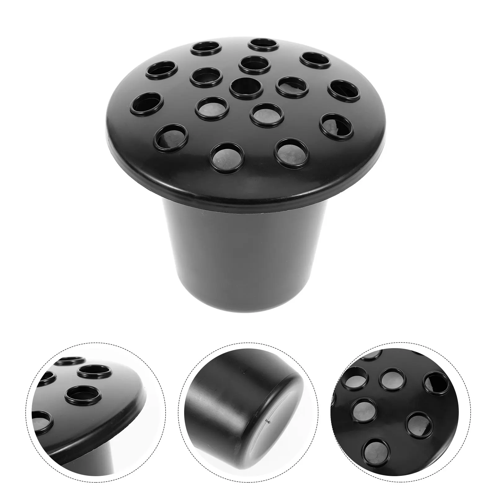 Florero de cementerio conmemorativo para tumba, adorno de maceta de plástico de 16 agujeros, insertos de maceta de cementerio negro, 4 Uds.