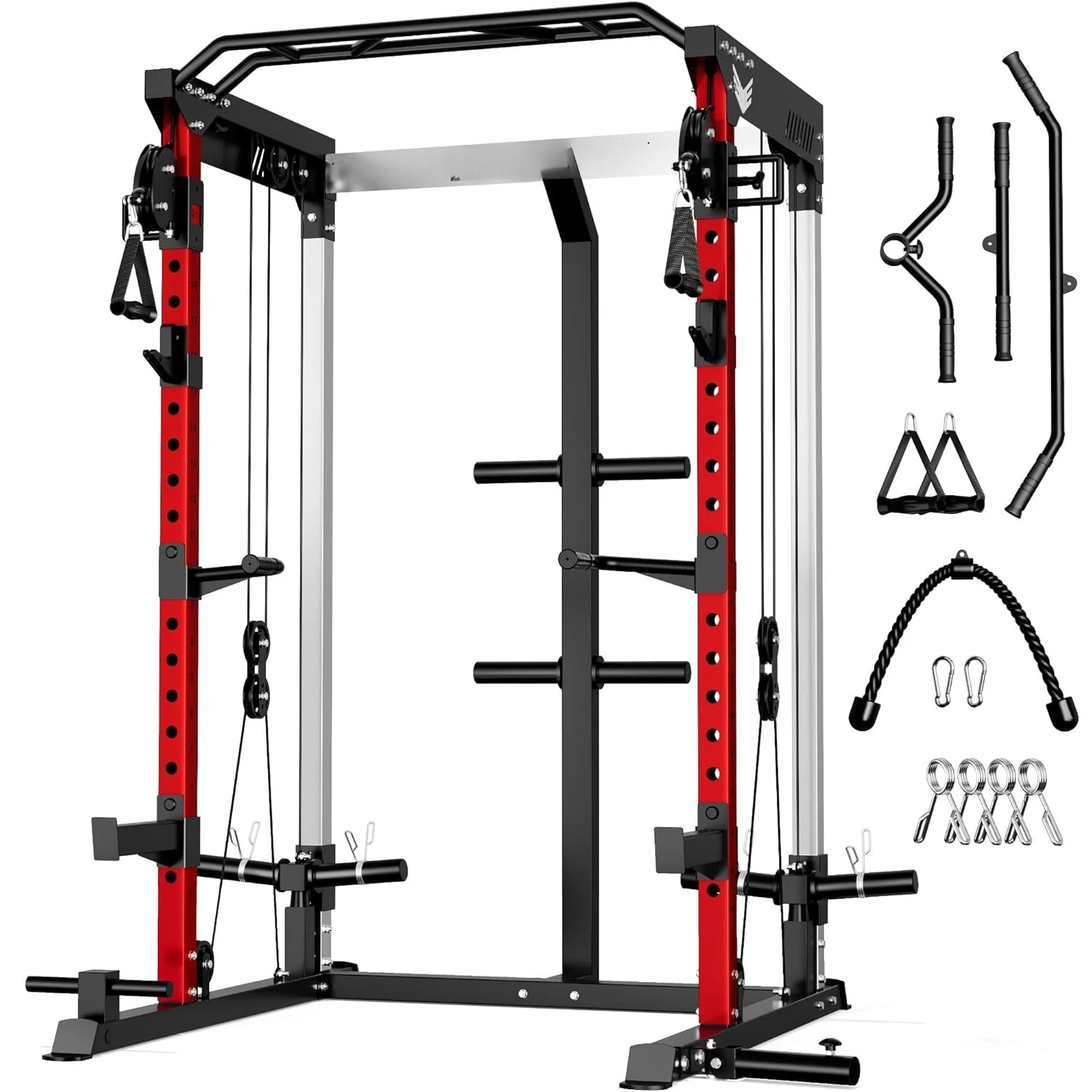 C21 Power Cage, 2000LBS Multi-Function Power Rack with Independent Dual Pulley System, All-in-One Squat Rack , Customized