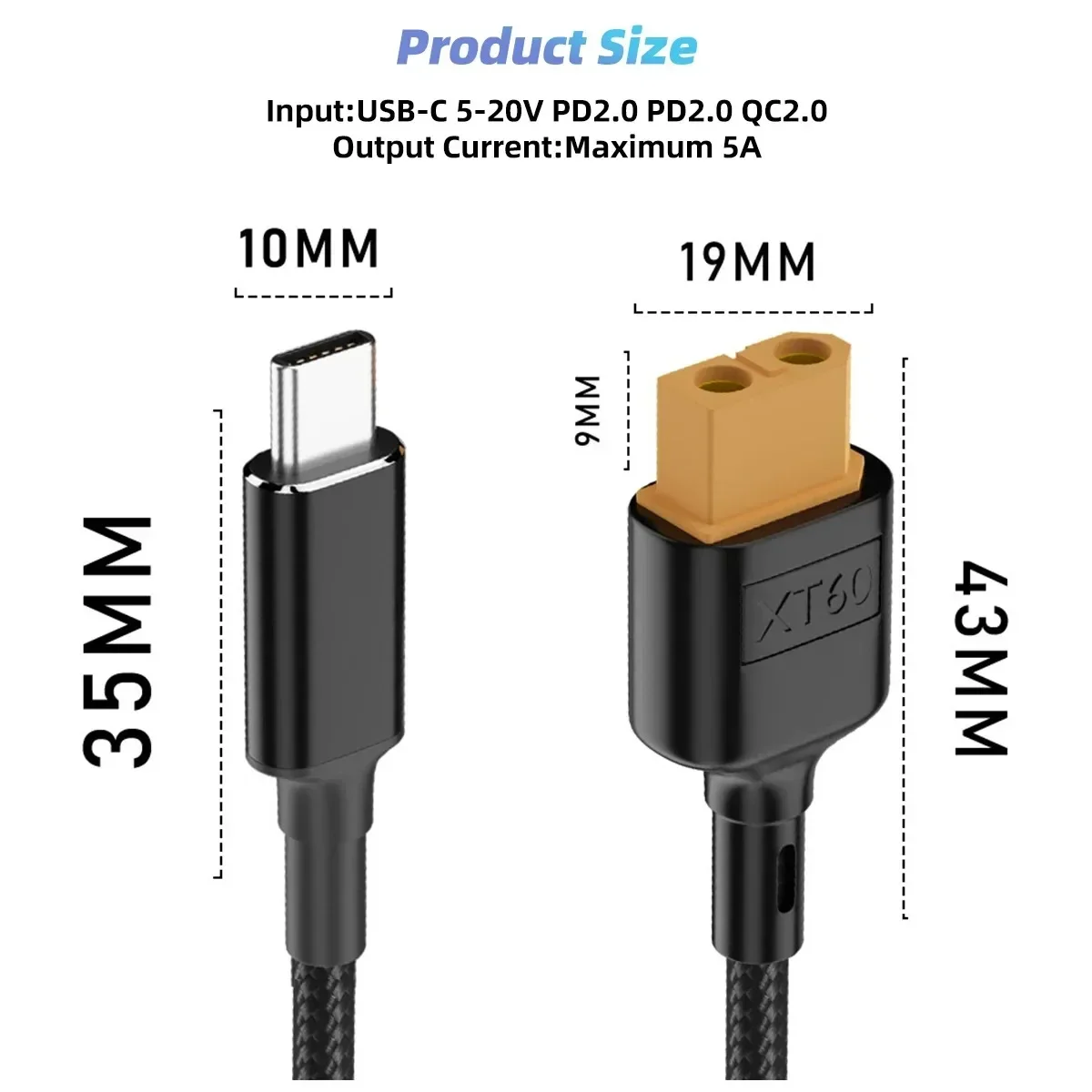USB C 100 واط PD كابل الشاحن نوع-C إلى XT60 محول شحن الحبل نموذج سيارة الطيران ل Toolkitrc M7 M6 M6D M8S و AMASS