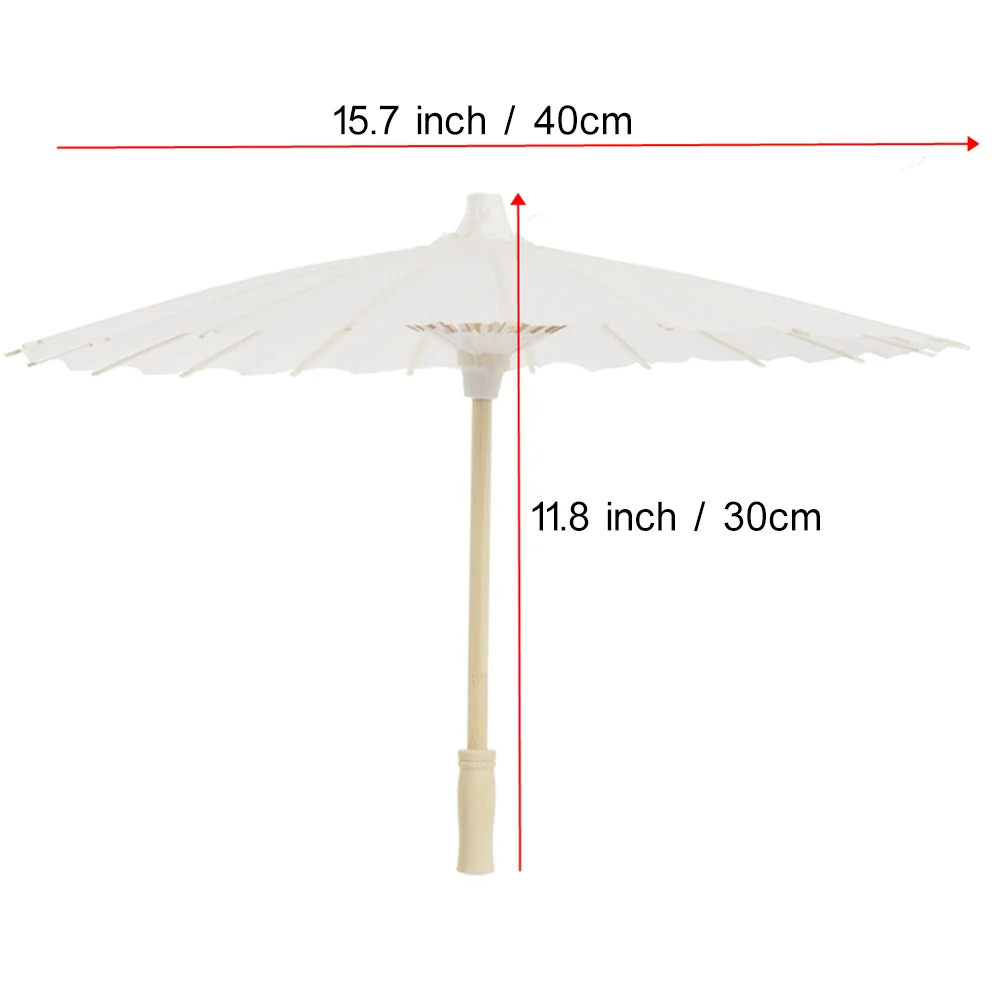 40 Cm Special Event Decoration Paper Umbrella White Decorative Random Style Handle Party Wooden Performance Graffiti Paintable