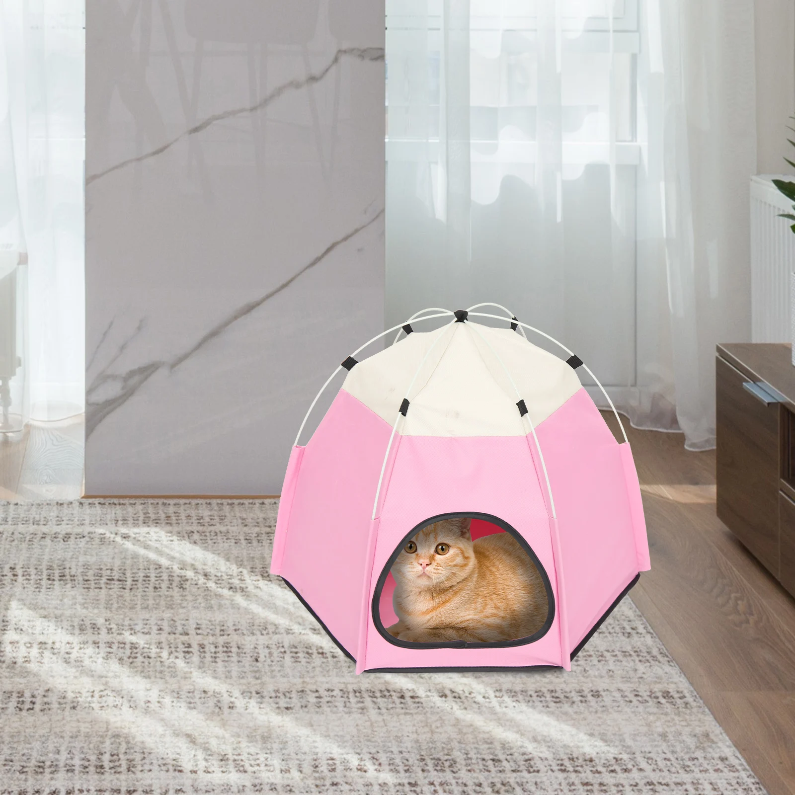 

Pet Tent House Warm Teepee Small Dog Bed Summer Cat Hideout Pink Decorative Kitten Foldable Durable Wear Resistant All Season