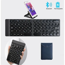 Bluetooth-Klapptastatur, 3,5 mm faltbare Bluetooth-Tastatur, leichteste und schlankste kabellose Tastatur mit Hülle und Ständer