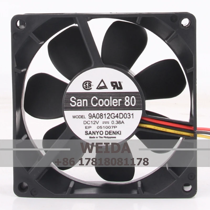 

Case Fan Dual Ball Bearing for SANYO 9A0812G4D031 80x80x25mm 8025 12V 0.38A 8CM CPU Cooling Power Supply Fan