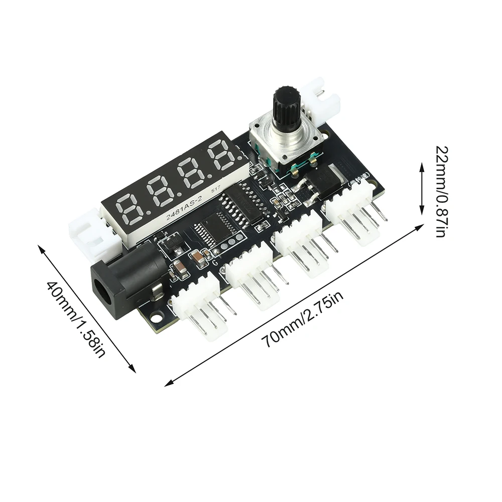 Vierkanaliger PWM-Lüftergeschwindigkeitsregler mit Digitalanzeige, 5-24V Weitspannung, 5A Hochleistungs-Kühlmodul für PC-Hardware – Detail 8