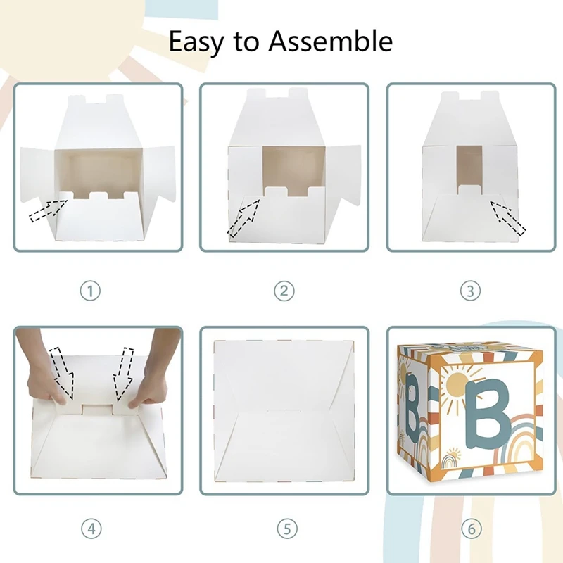 Here Comes The Son Shower Boxes Decorations, 4Pcs Sun Stereoscopic Blocks For Shower Party Decor Durable Easy To Use