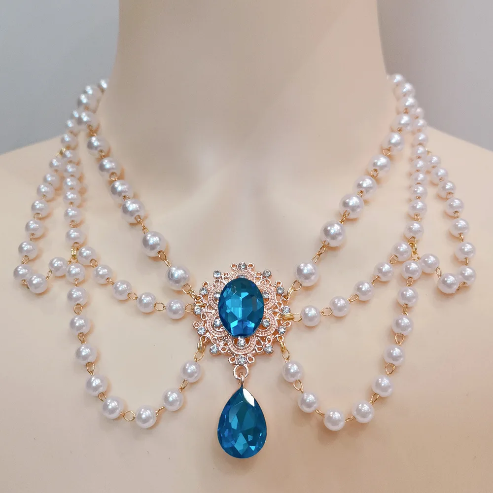 نمط متعدد الطبقات قلادة اللؤلؤ للنساء ذات الاهتمام الخاص تصميم سلسلة الترقوة الشرير الرجعية