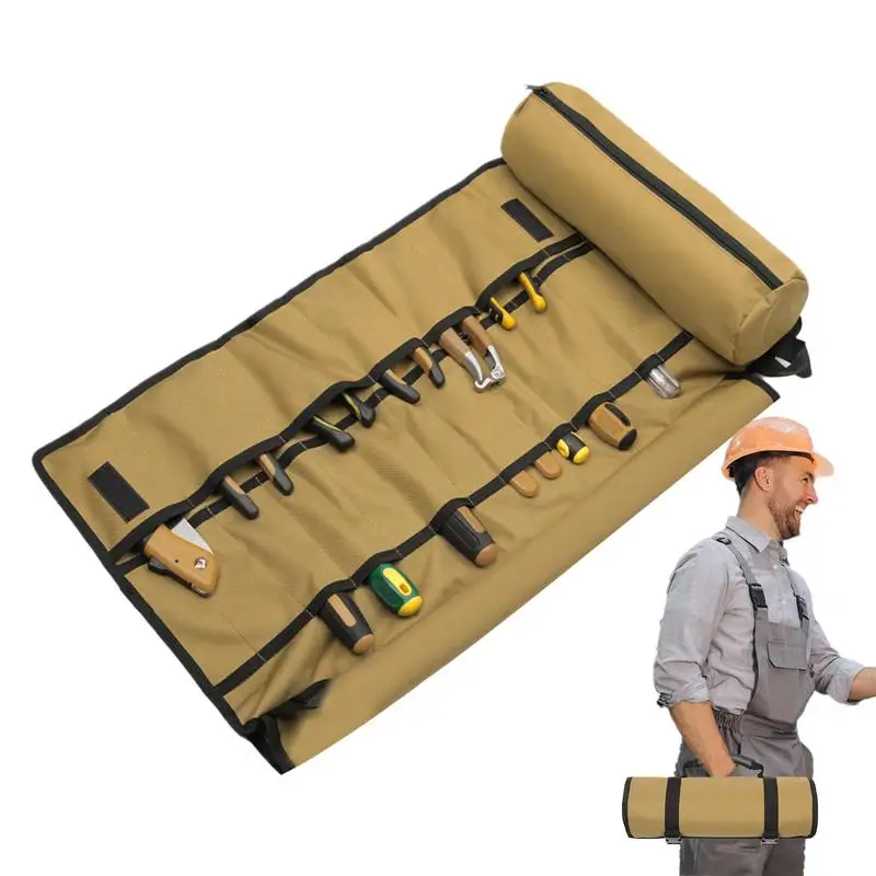 

Roll Up Tool Pouch Waterproof Foldable Tool Storage Bag With Handle Thicken Carrying Pack Wear-Resistant For Hardware
