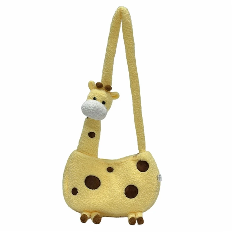 Women Bag Plush Giraffe Shoulder Bag Korean Styles Crossbody Bag Cartoon Bag