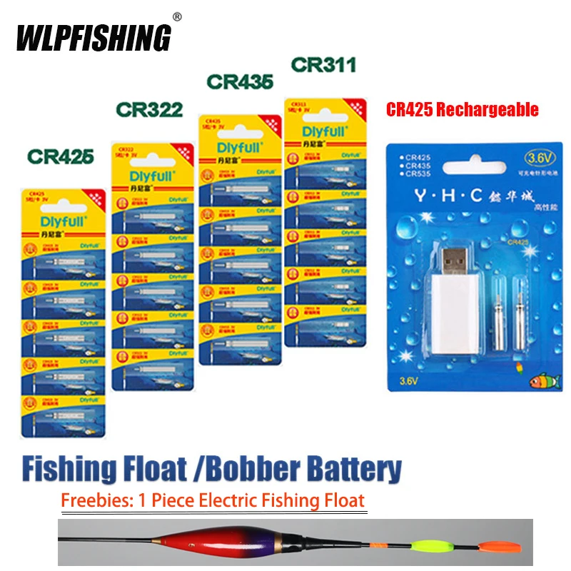 

WLPFISHING Fishing Floats CR425 CR322 CR435 CR311 Battery Electric Rechargeable & Non-Rechargeable Luminous Bobbers Cell