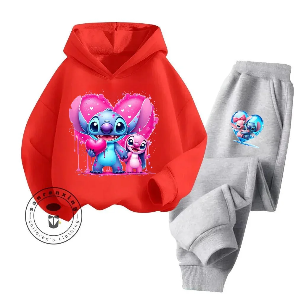 Stich Cartoon Kleidung gemütliche und modische Hoodie Jogger-Sets geeignet für Herbst und Winter Kinder Outdoor-Sport Hoodie-Set