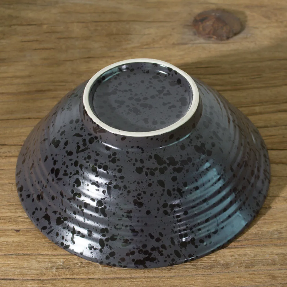 Ceramics Bubble Noodle Bowl Black Japanese Style Dessert Fruit Salad Food Serving Bowl Instant Noodle Container for Home