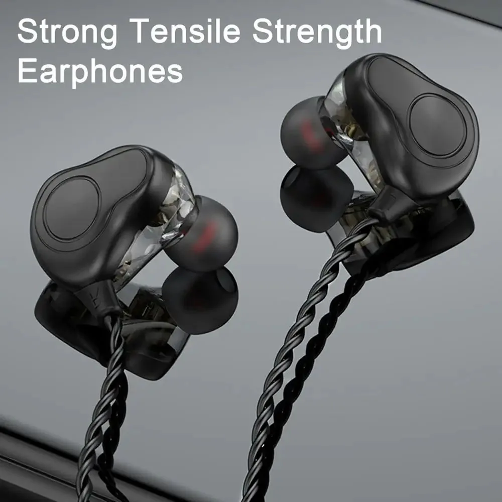 FEACIN 3.5mm Wired Earphones In-Ear Headphones Dynamic Circle Triple Unit with Mic Clear Sound Noise Reduction