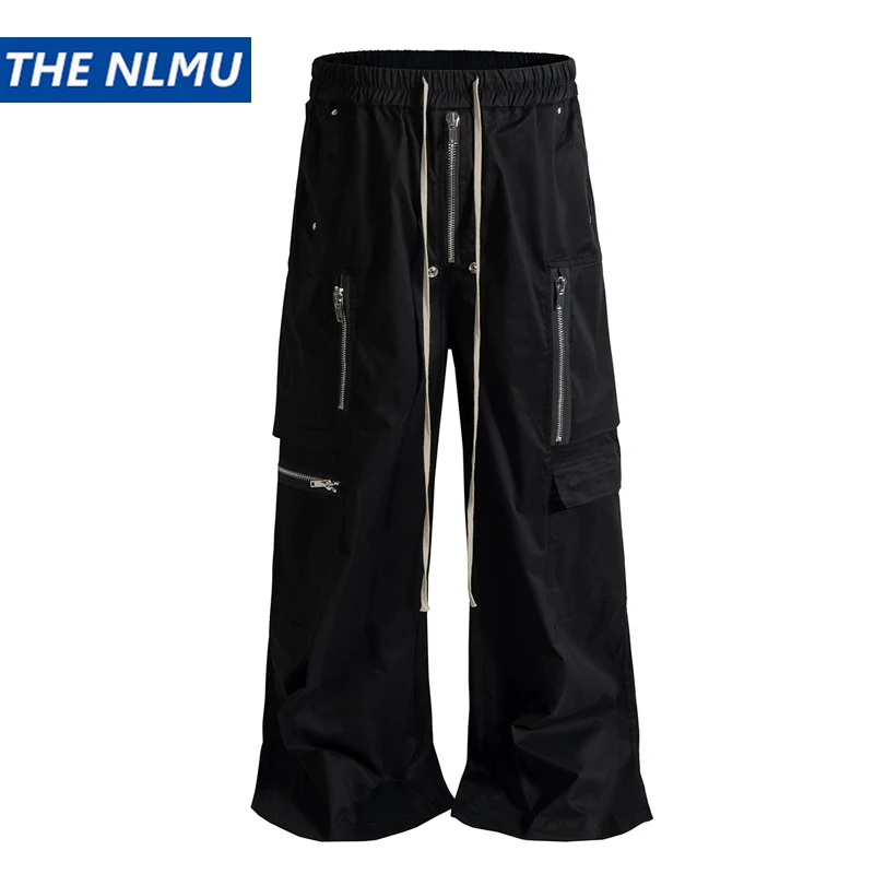 2026 Autumn Streetwear Cargo Pants Men Wide Leg Multi-Pocket Trousers Hip Hop Loose Fit Casual Pants