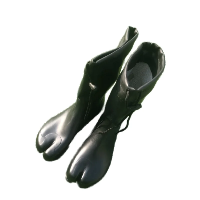 Unisex PVC Waterproof Knee-Type Soft Rubber Boots Farmer's Separate Toe for Working in Field Farmland Rice Paddy Fishing Waders