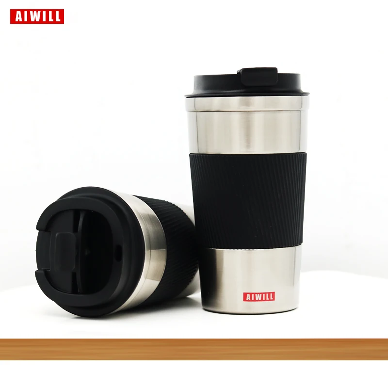 AIWILL 380ml/510ml Double Stainless Steel Coffee Thermos Mug Leak-proof Non-slip Car Vacuum Flask Travel Thermal BPA Free Cup