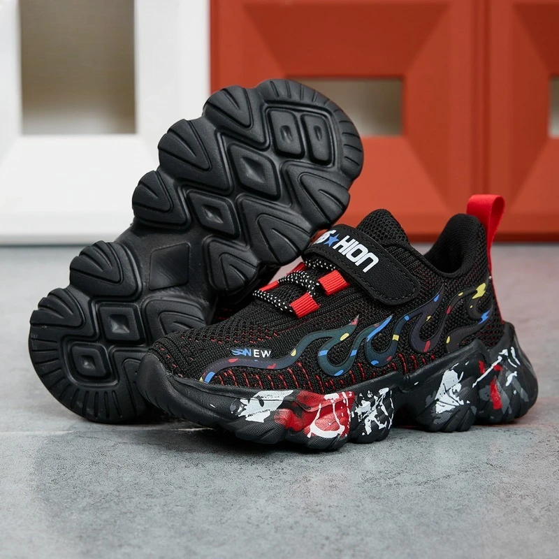 2025 Hot Selling Autumn Breathable Mesh Childrens Sports Shoes Rebound Comfortable Running Shoes Campus Versatile Casual Shoes view 2