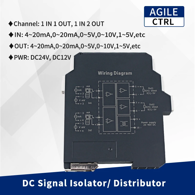 

1 in 2 out 0-10v Converter Intelligent Distribution 4 20ma Analog Signal Isolator Distribution Converter with Passive Signal