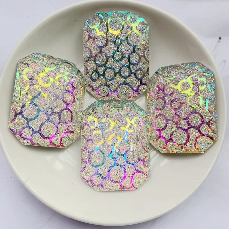 Rectangular convex native resin beads work 30* 40 mm  beading Braclet 6PCS/lot of jewelry design rinstones