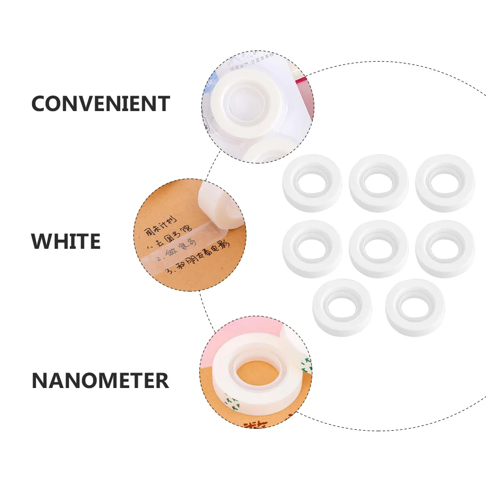 

8pcs Masking Clear Transparent Adhesive Tape Stationery Repairing Reusable Non Residue Book Craft Tape