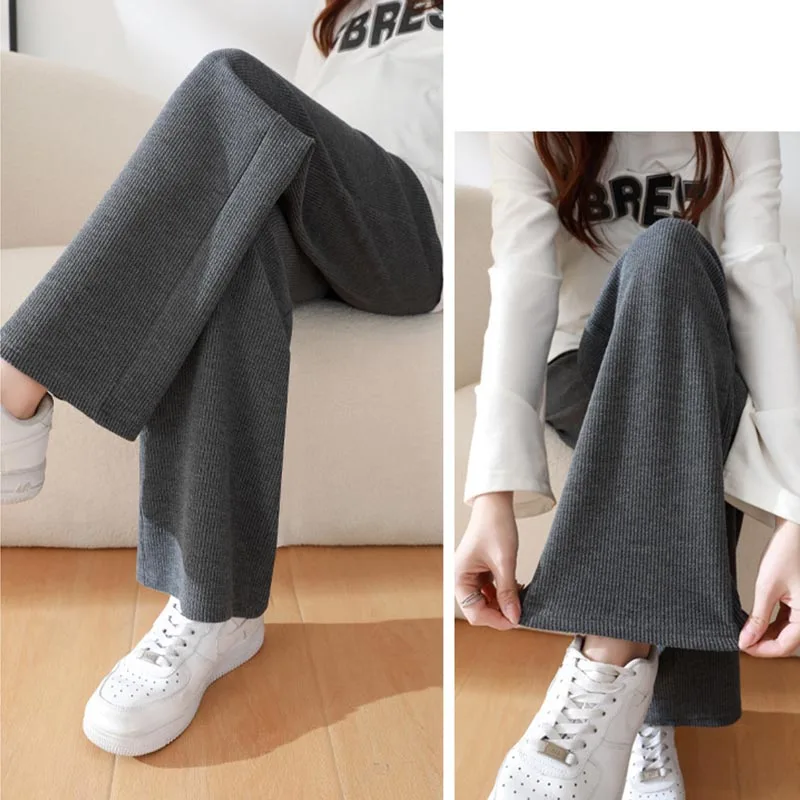 

Maternity Pants Spring Knitted Korean Version of Loose Elastic Leisure Plus Size Fat Autumn and Winter Padded Wide-legged Pants