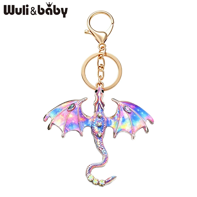 Llavero de dragón Wuli&baby para mujer y hombre, para bolsos, mochilas, amuletos para llaves, llavero de animales de 10 colores, regalos de moda