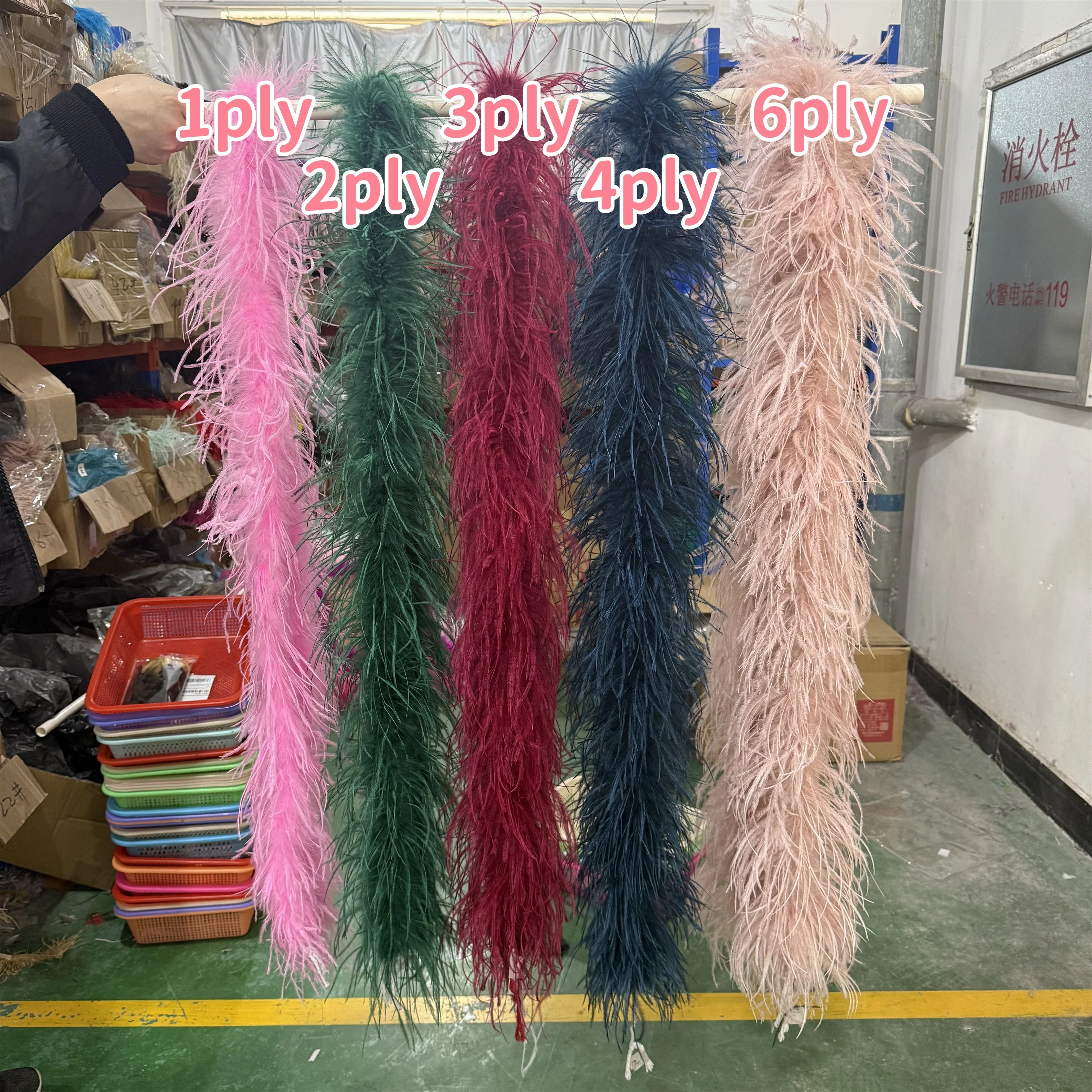 2M  High-Quality Fluffy Ostrich Feather Boas 1-6PLY Colorful Plumas Scarves for Carnival Wedding Sewing Accessories Decoration