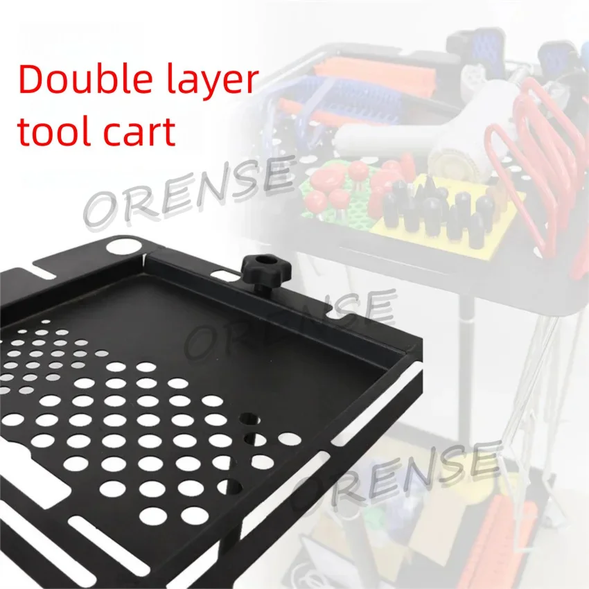 2-Layer Multifunctional Car Dent Repair And Wash Tool Trolley Wheeled Beauty Workshop Storage Cart For Auto Maintenance Tool