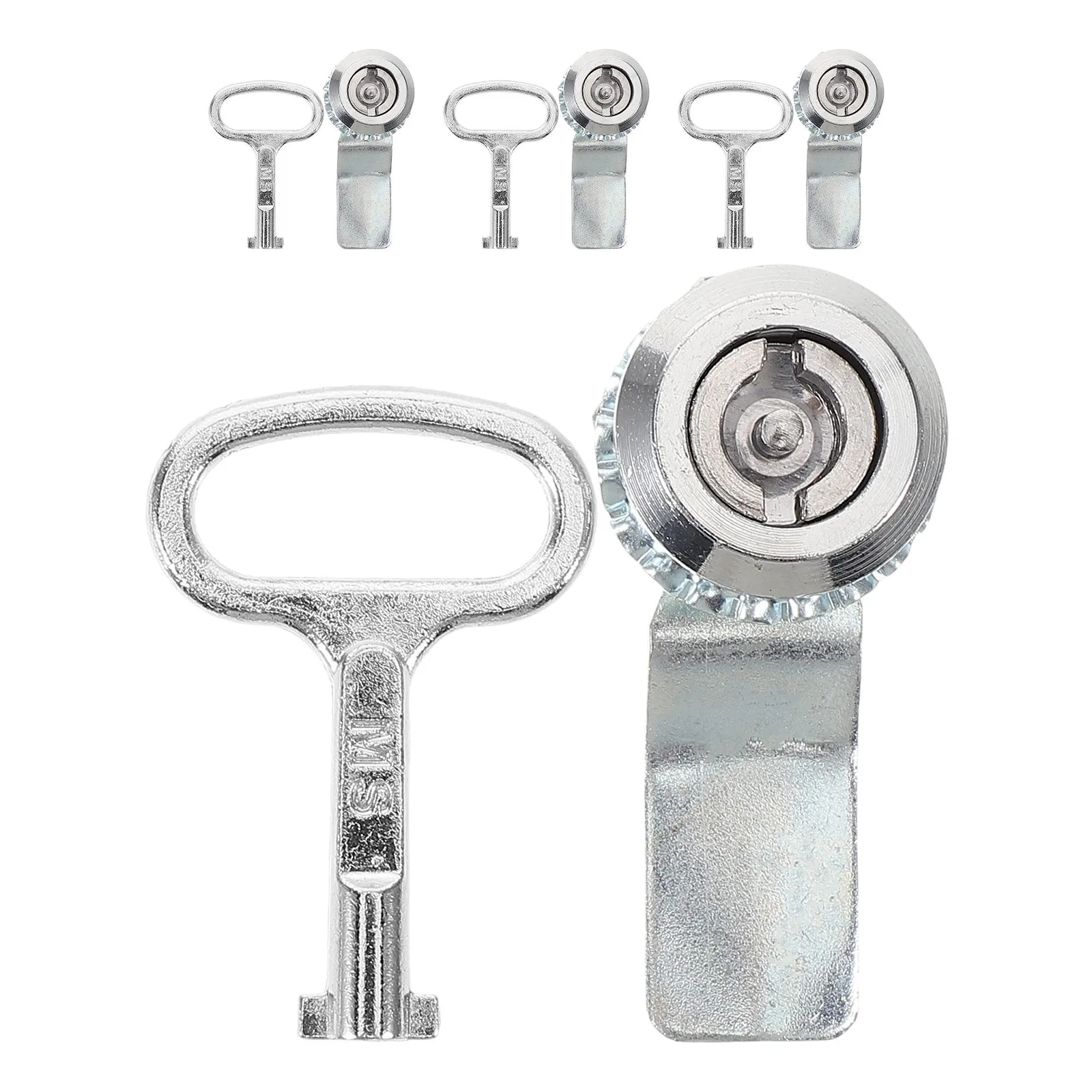 

4Sets Outdoor Trash Can Locks Metal Triangular Key Lock Secure Garbage Bin Lid Latch Anti-Theft Trash Bin Locks