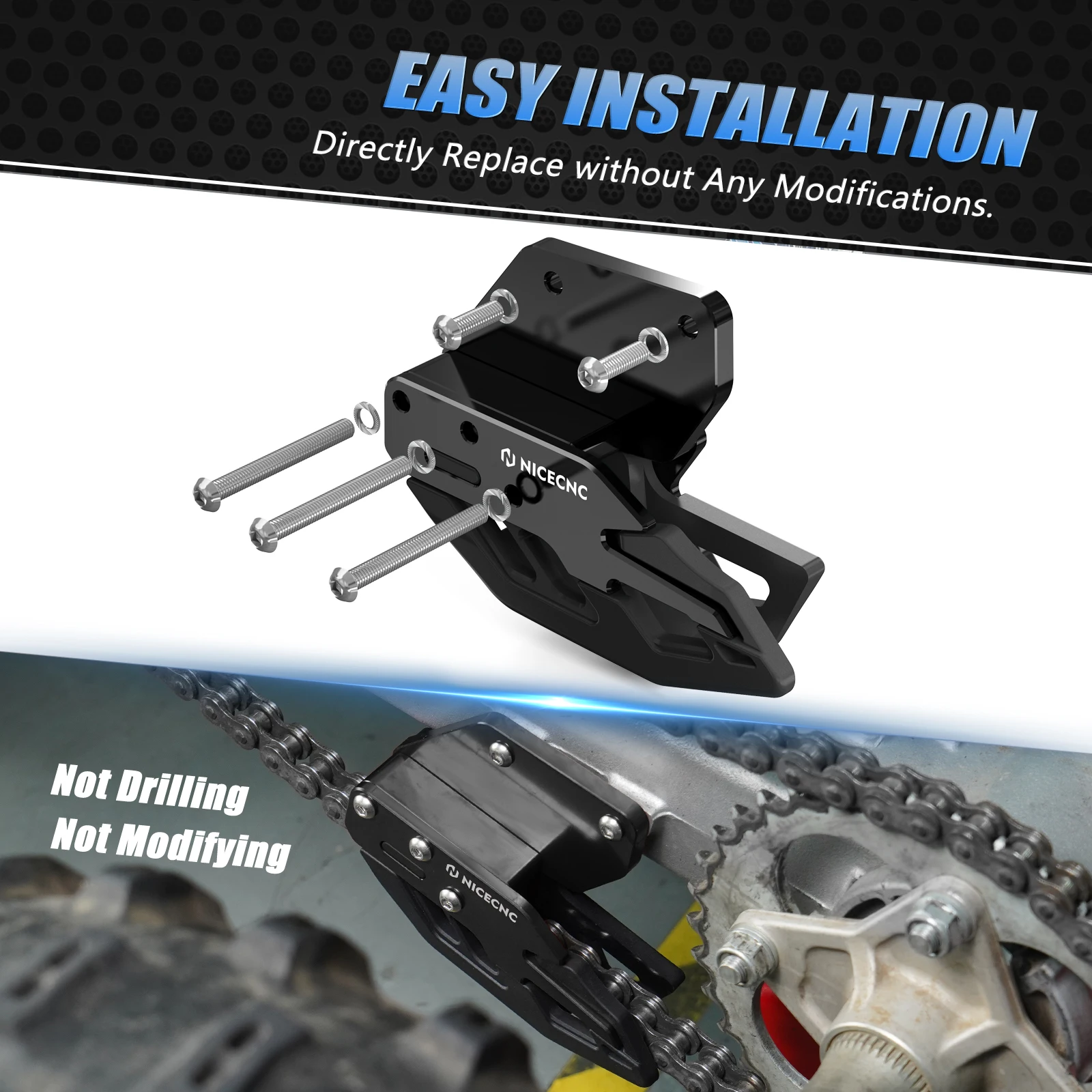NICECNC Für Honda TRX450R 2006-2009 TRX ATV Hinterer Schwingarm Kettenführungsschutz TRX450ER 2006-2014 Geräuschreduzierung – Detail 11