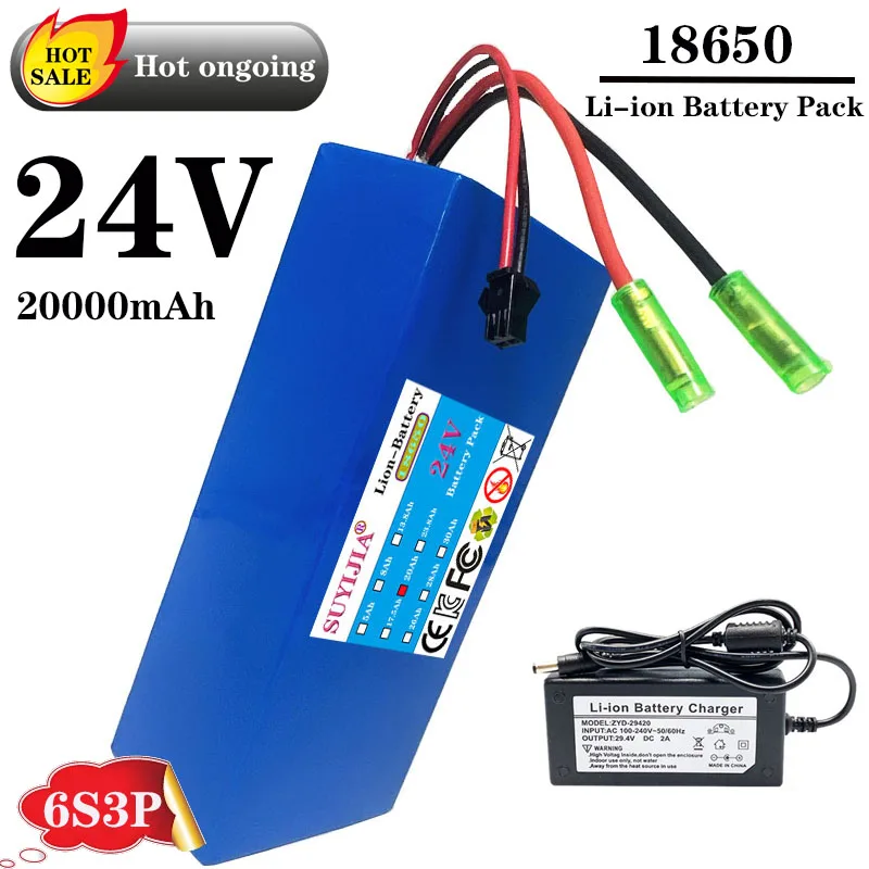 

24 В 20 Ач 6s3p 18650 Литиевая батарея 24 В 20000 мАч Литий-ионный аккумулятор + зарядное устройство