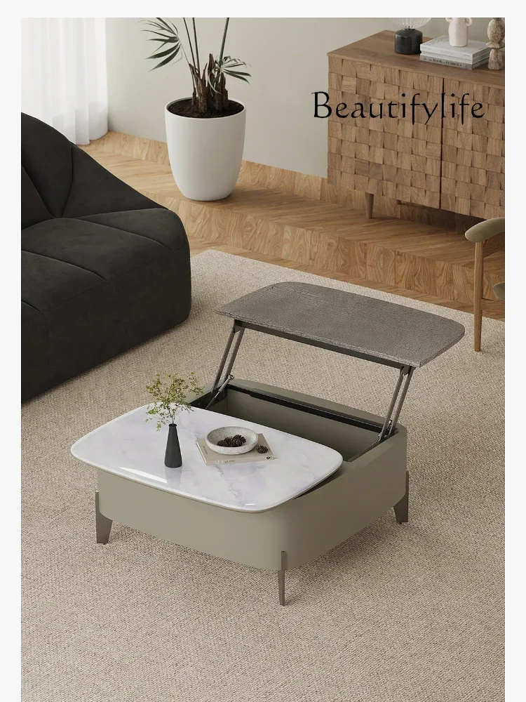 x4 Rotating Coffee Table Living Room Italian Minimalist Multi-Functional High Sense Microlite Lifting Coffee Table
